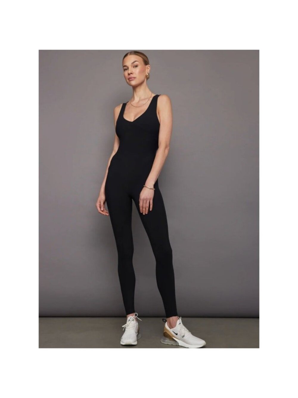 (XL) NWT $168 Carbon38 V-Neck Jumpsuit in Melt Black